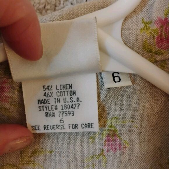 Match Vintage Maxi Dress Linen Blend Little House On The Prairie Cottage Sz 6 - Picture 7 of 8